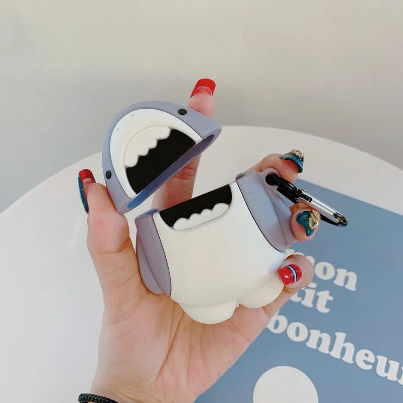 Silicone shark-fin protective cover for Apple AirPods 1st and 2nd generation wireless headphones