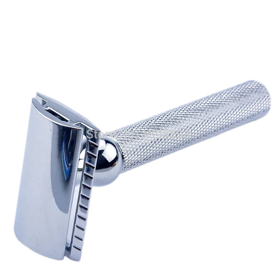CSB men's shaving kit with badger hair brush, chrome razor stand, and zinc alloy soap bowl.