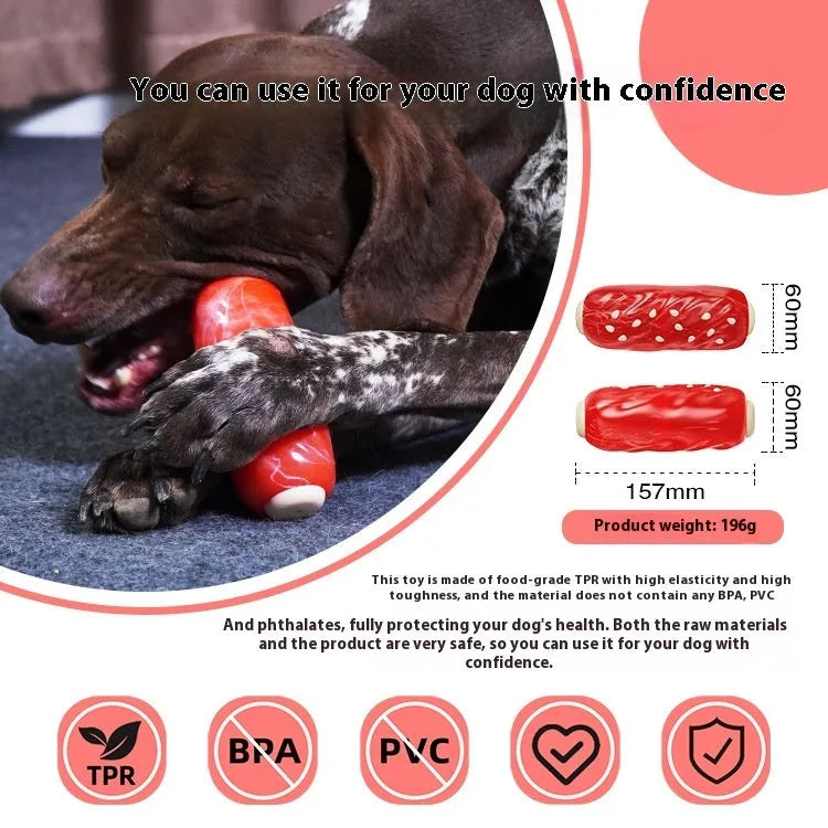 Glue Toothbrush Snack Molar Rod plastic dog chew and treat dispenser toy in primary colour.