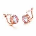 Korean retro crown ear clip earrings in copper with white diamond stones