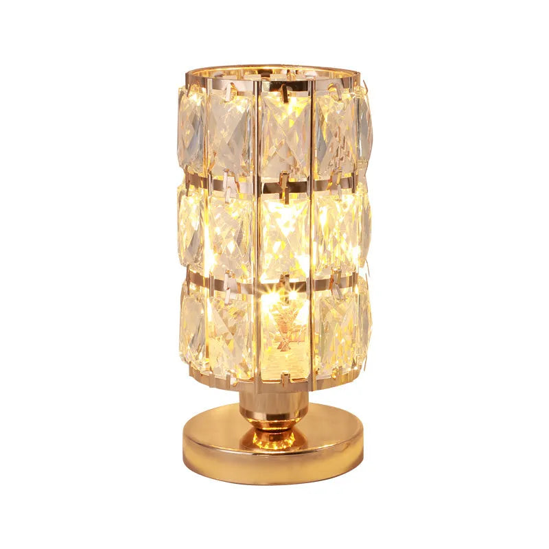 Gold iron art and crystal table lamp with E27 light source for bedside, bedroom, living room or study use