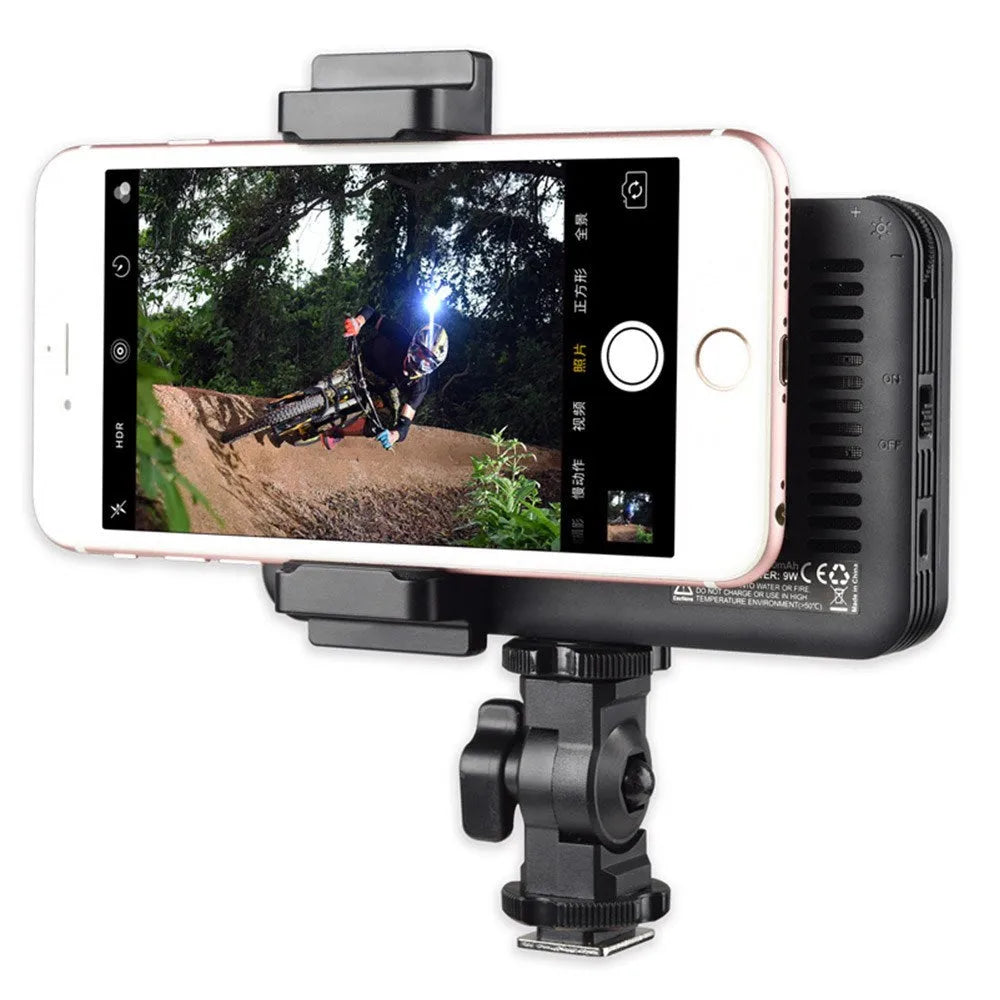 Shenniu M150 ultra-thin aluminium LED video light panel for mobile phone and camera photography.