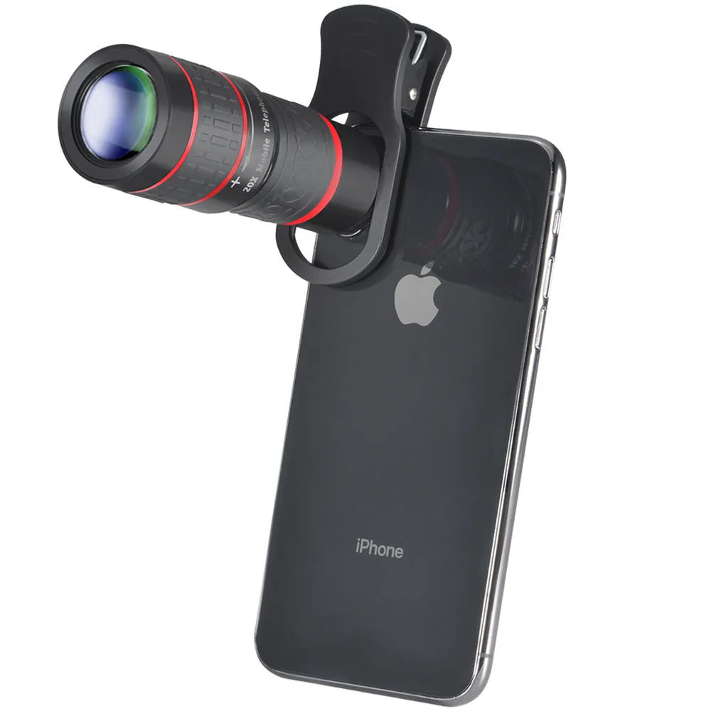 20x magnification mobile phone telescope lens attachment with universal clip for smartphones