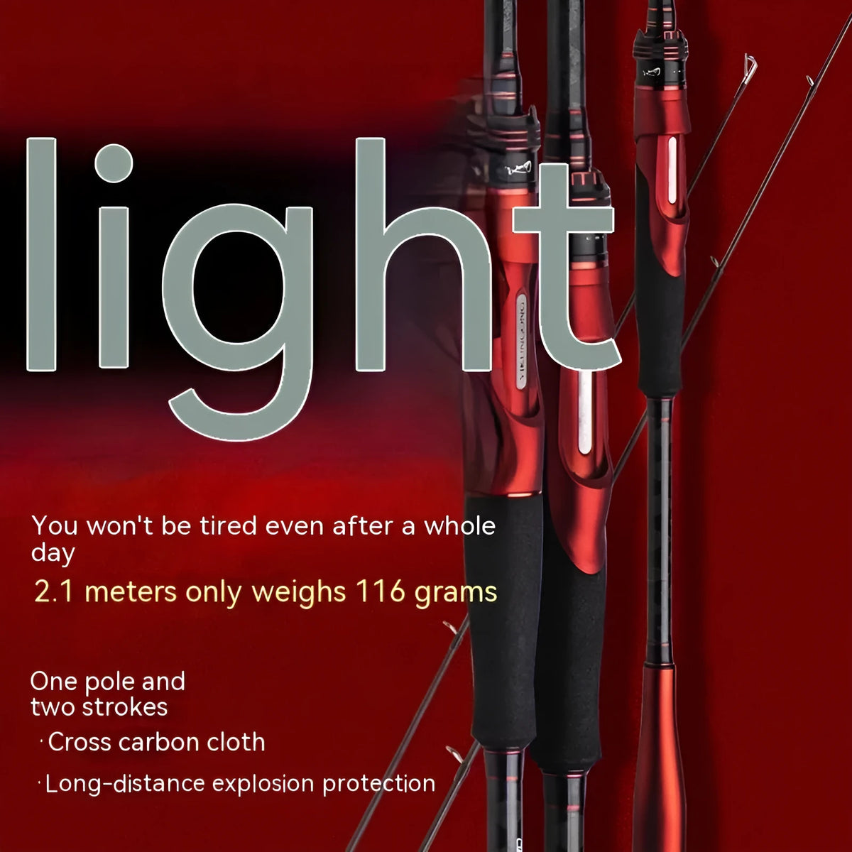 Carbon fibre ultralight fishing rod with a choice of straight or pikestaff handle in 2.1 or 2.4 metre lengths.