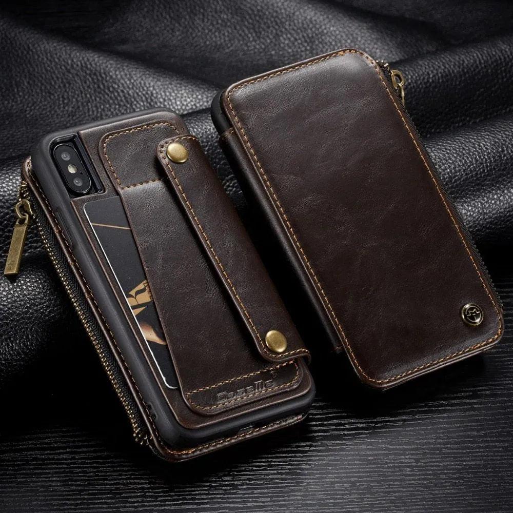 Black PU leather flip phone case for SAMSUNG Note9 showing front and back views.