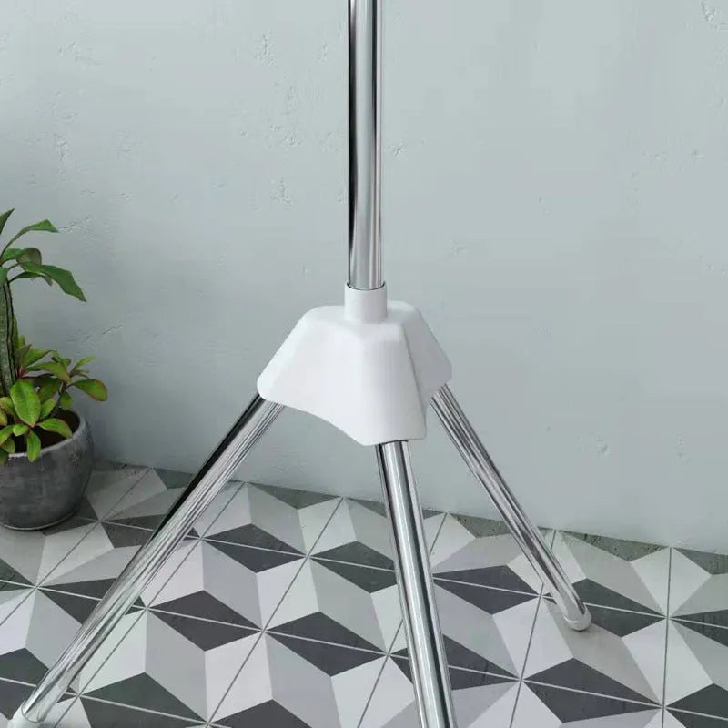Stainless steel three-layer drying rack with plastic clips for socks, trousers, and tie drying