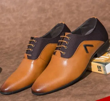 Men's black Oxford shoes with a low-top PU upper and rubber sole on a white background.