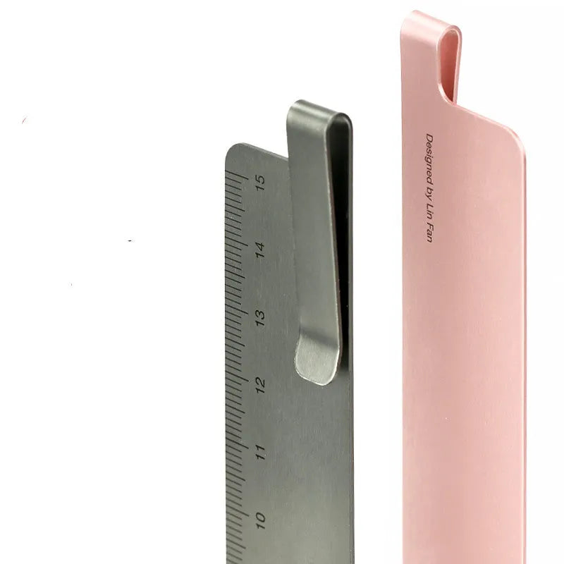 15cm aluminum alloy bookmark ruler with laser-engraved scale in retro design