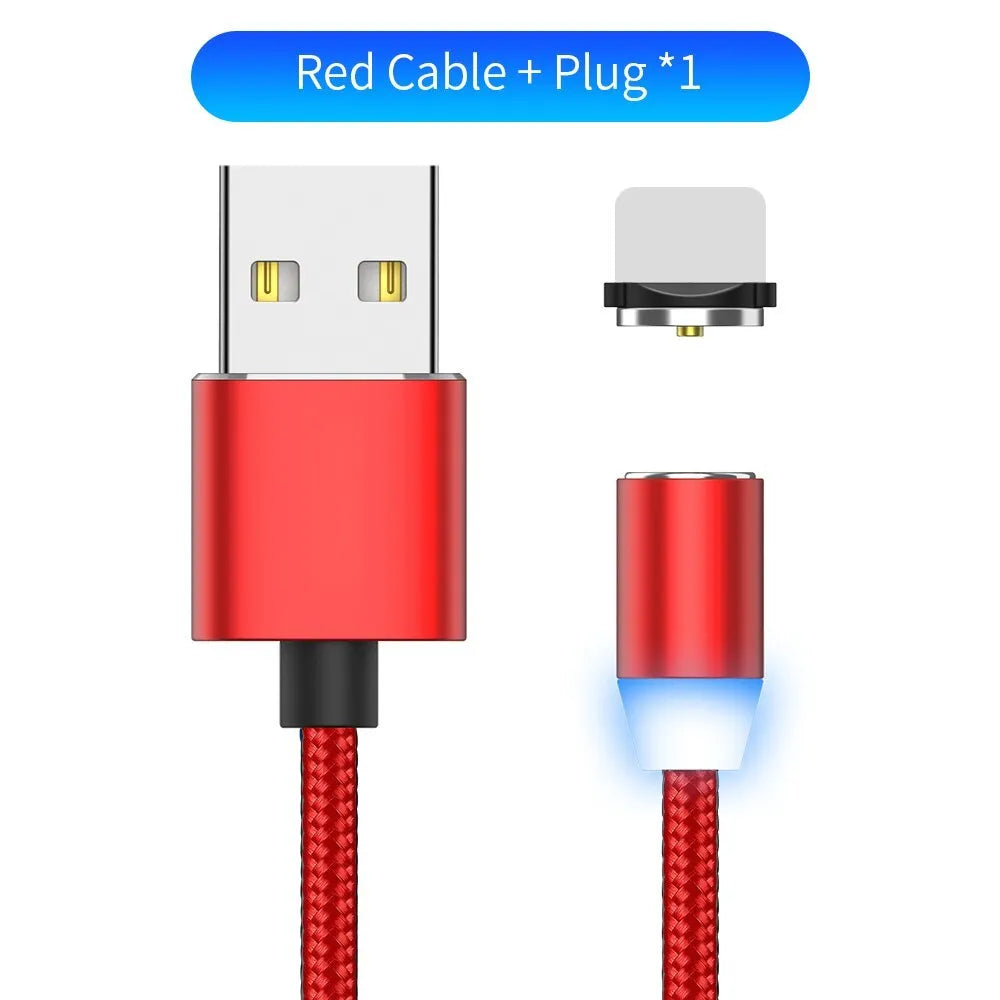 1 metre magnetic LED charging cable with cotton yarn weaving and aluminium shell for Apple iPhone compatibility