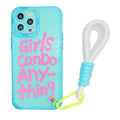 Transparent TPU phone case with graffiti artwork and attached lanyard for Apple iPhone models