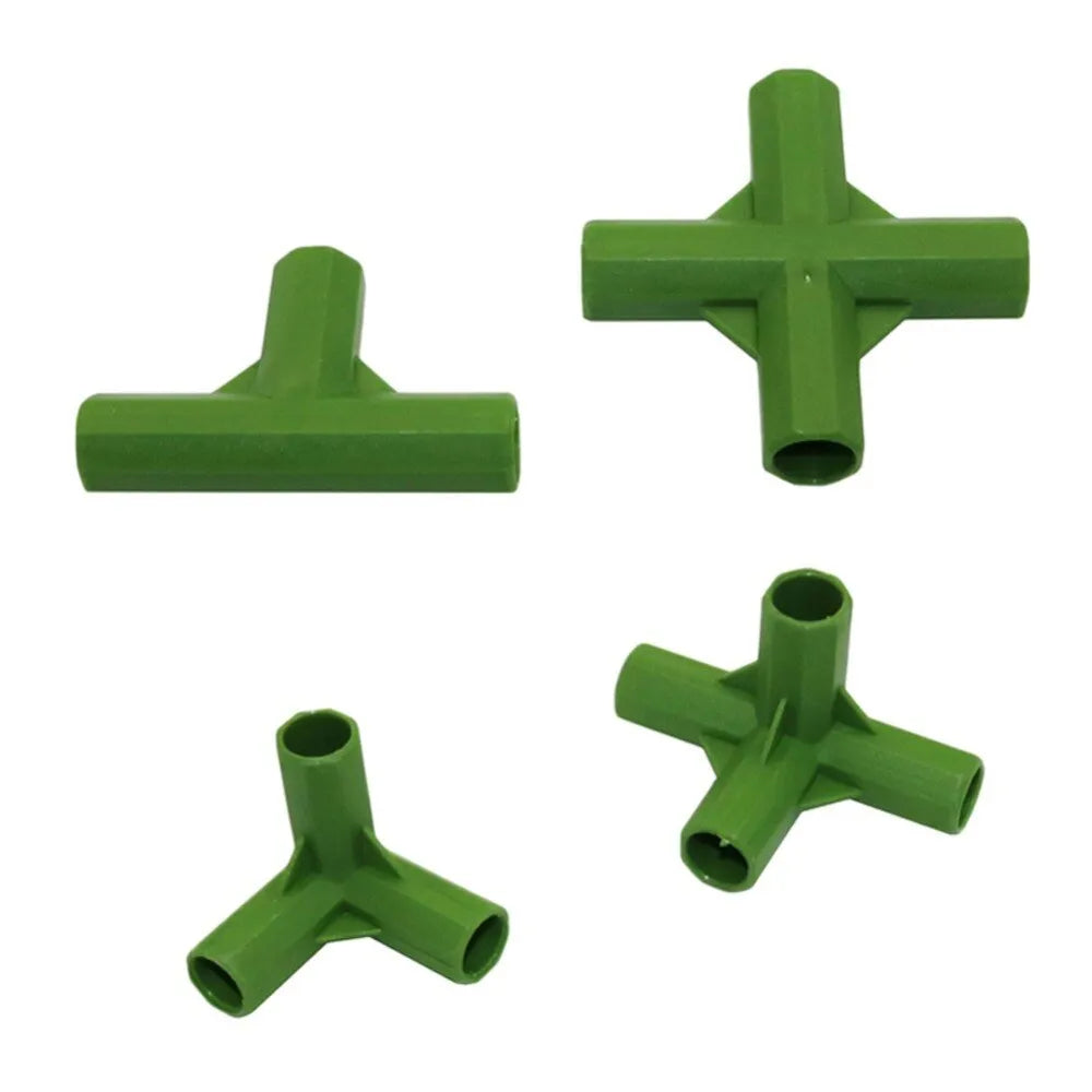 PP plastic 11mm three-way and four-way plant support connector joint for garden stakes