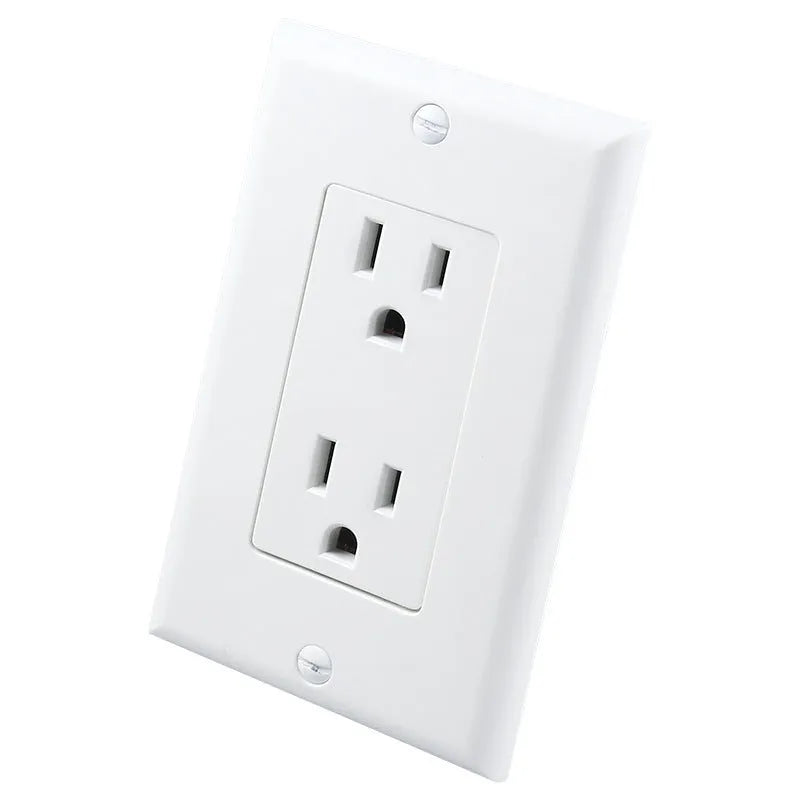 White plastic socket induction LED night light plugged into a wall outlet