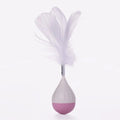 Green or pink feather tumbler cat toy with self-healing base and goose feather teaser.