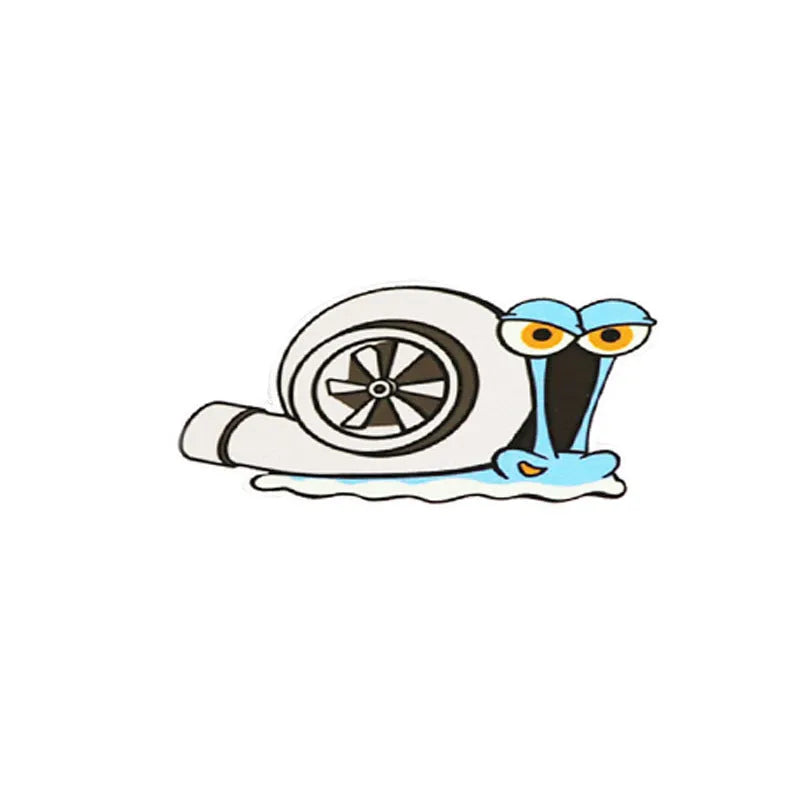 Cartoon snail design reflective sticker for car bumper, size 12cm by 8cm.