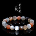 Natural moonstone bracelet with colourful moon light pattern showing 8mm stones in single circle configuration