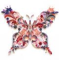 20-inch blue butterfly quilling illustration material pack with craft tools on white background