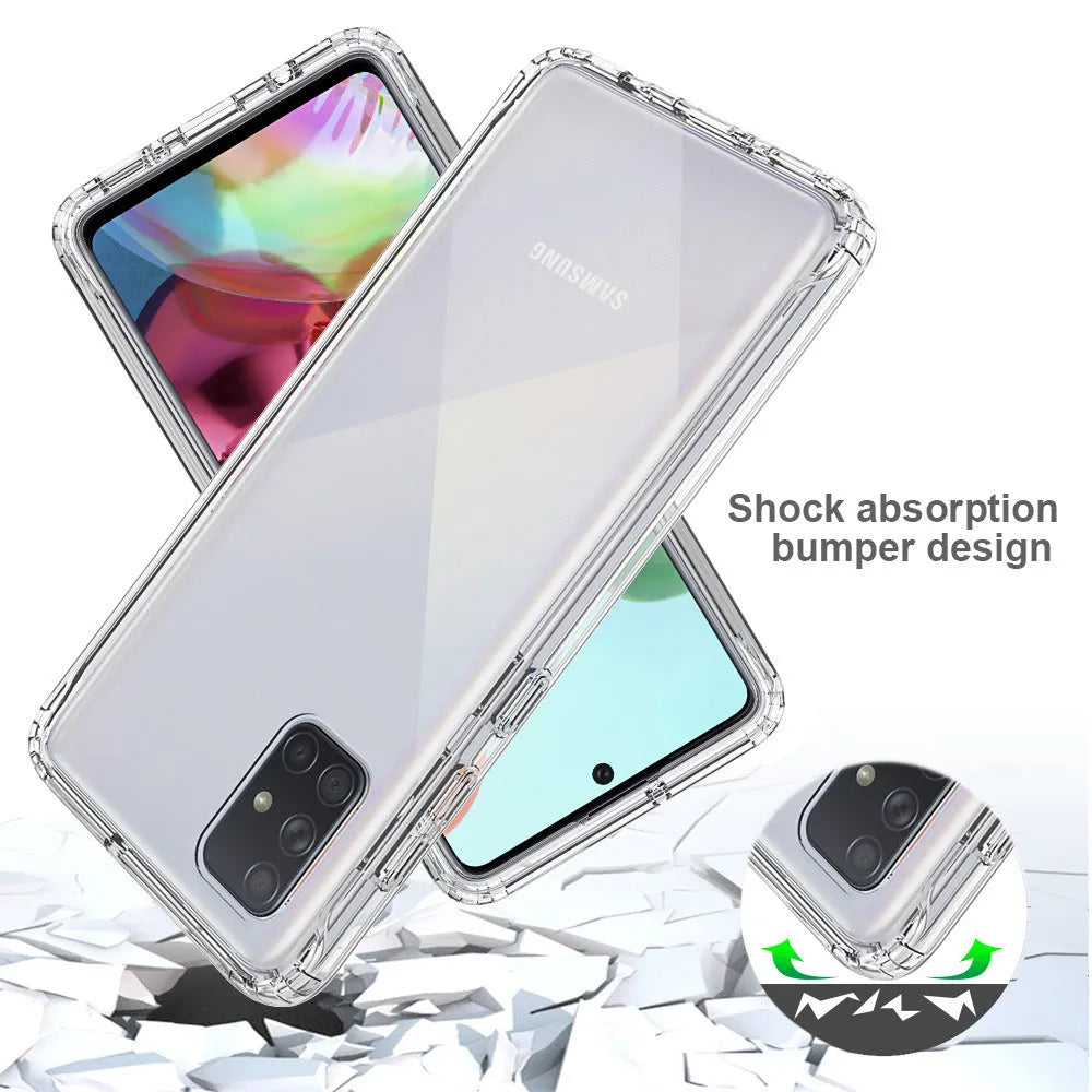 Transparent anti-drop Samsung phone case, PC and TPU two-in-one 360 back cover, clear solid colour design