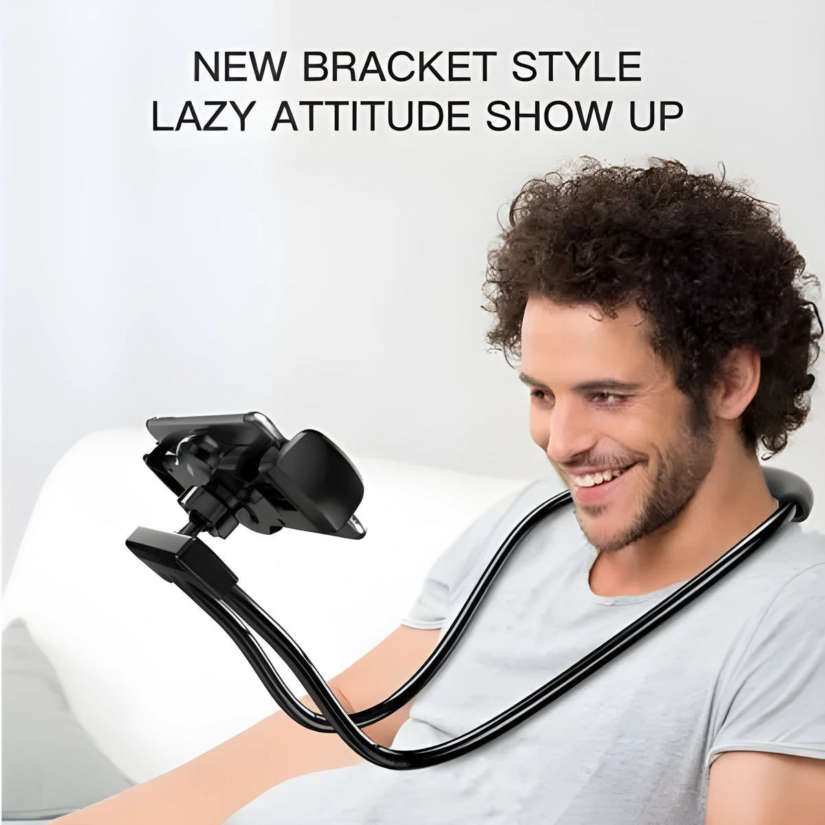 Mobile phone holder with flexible 360-degree stand and shockproof bubble support mounted with smartphone