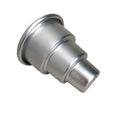 Set of three silver aluminium alloy cake moulds in large, medium, and small sizes for baking.