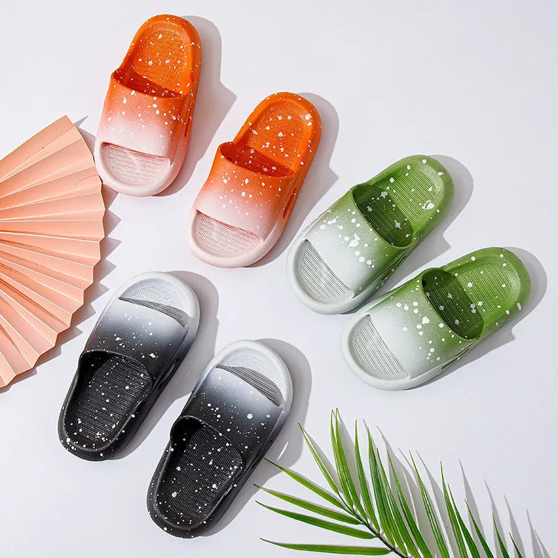 Children's gradient colour PVC summer slippers with non-slip soles in various sizes