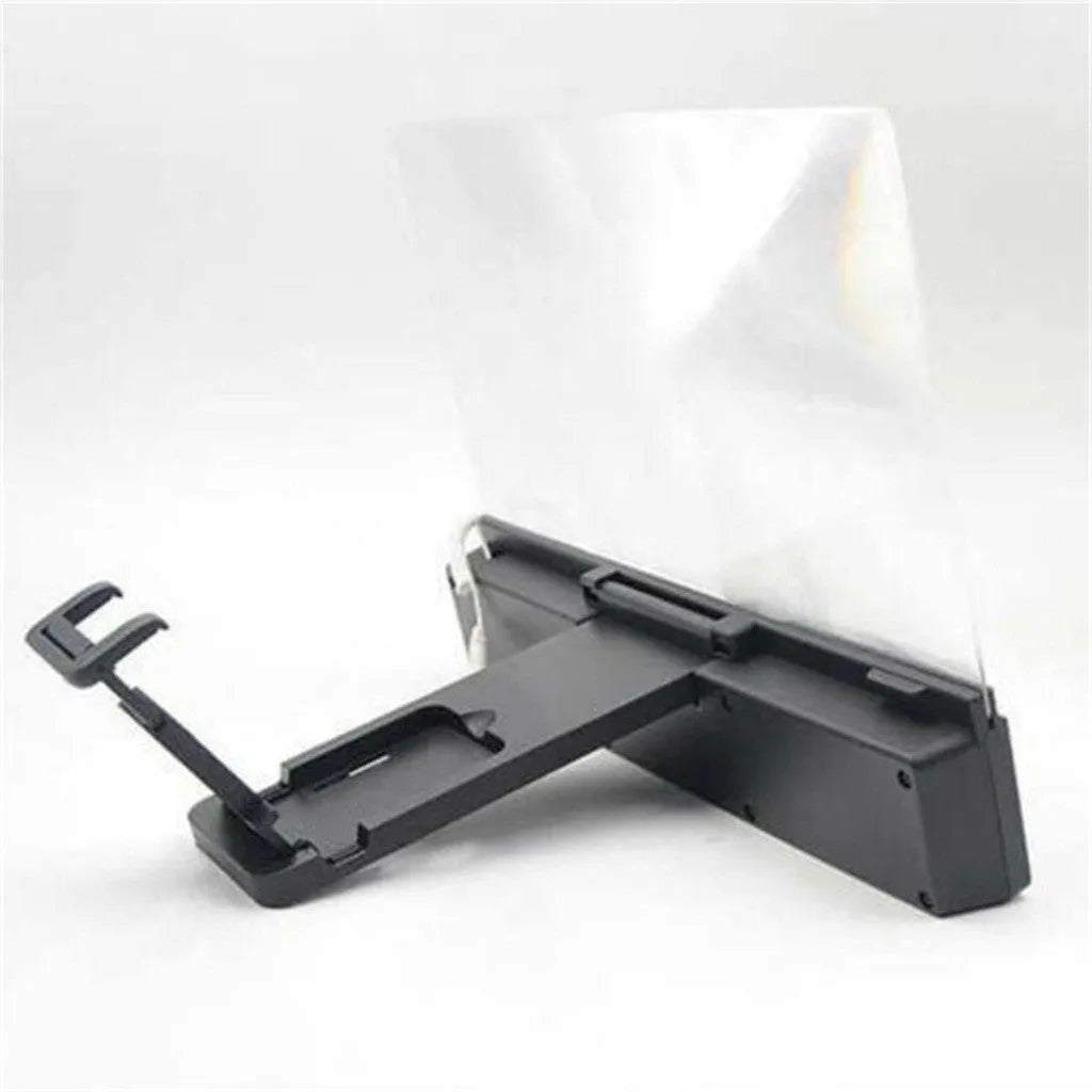 12-inch mobile phone screen amplifier with flexible gooseneck on a table next to a smartphone