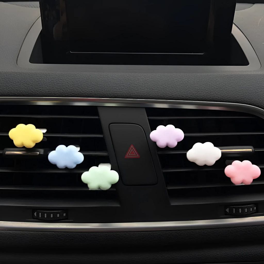 Resin car air freshener clip with cartoon Baiyun cloud design in six colour options