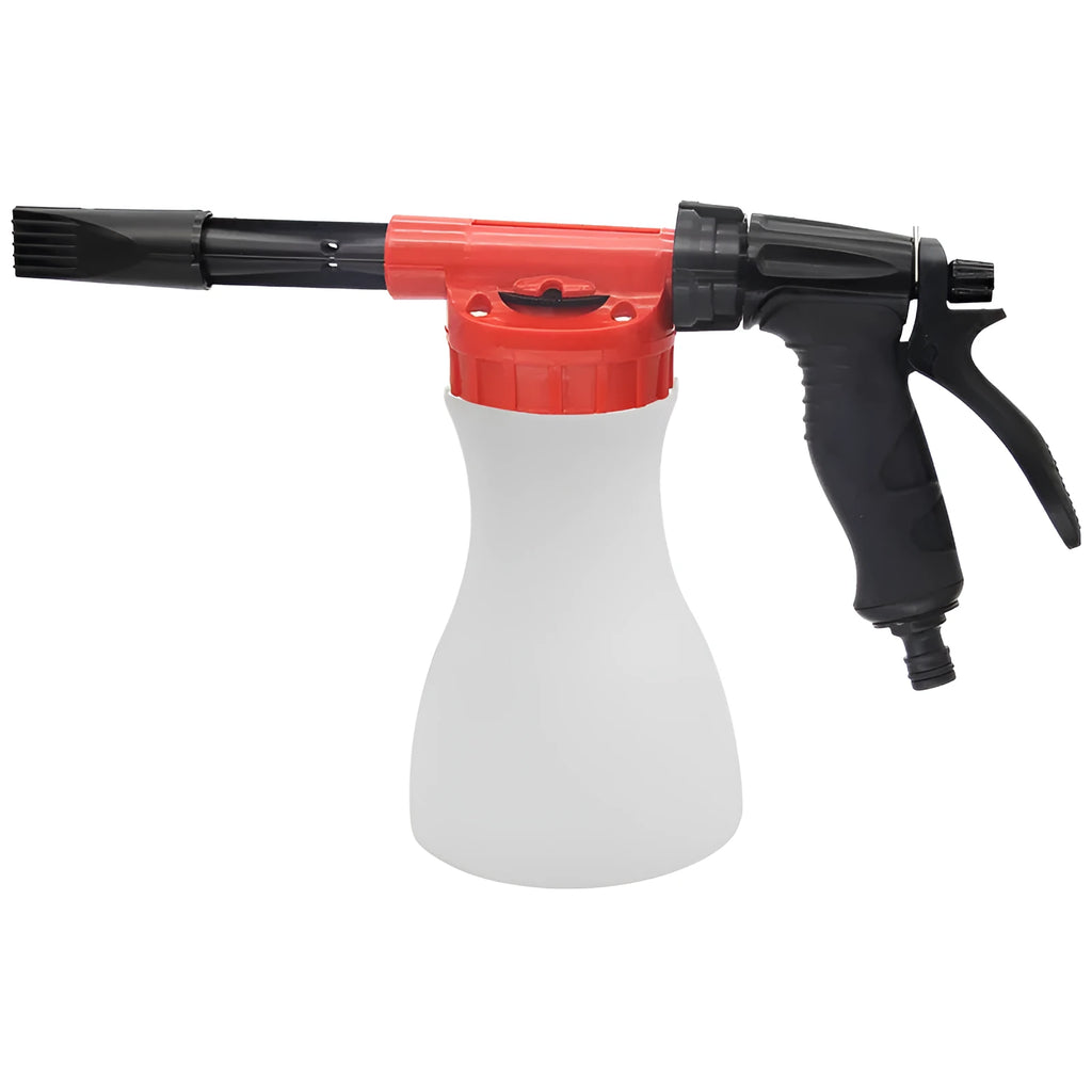 Foam pot high pressure water gun for garden use, showing handheld sprayer design.