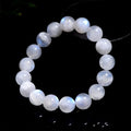 Natural blue moonlight moonstone round bead bracelet with geometry shape in white