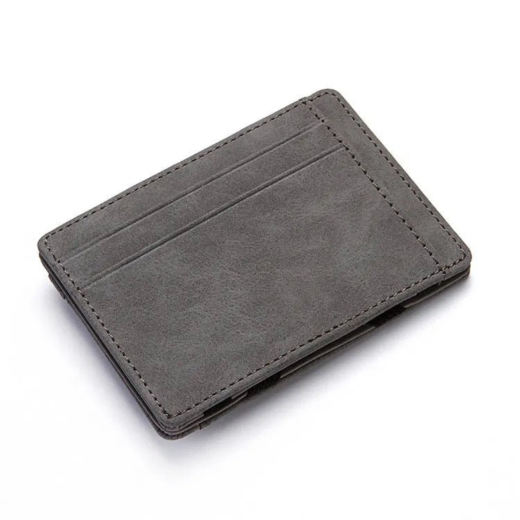 PU leather magic flip card holder wallet with zipper coin purse in multiple colours