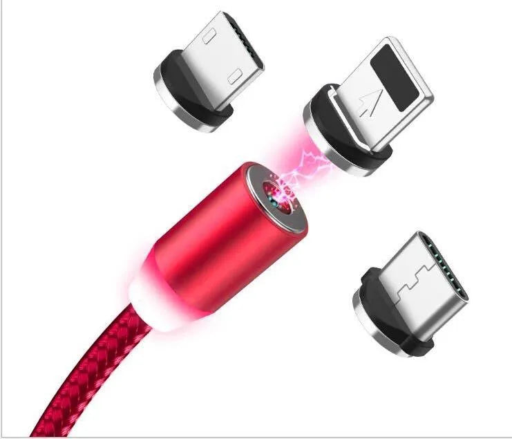 1 metre magnetic LED charging cable with cotton yarn weaving and aluminium shell for Apple iPhone compatibility