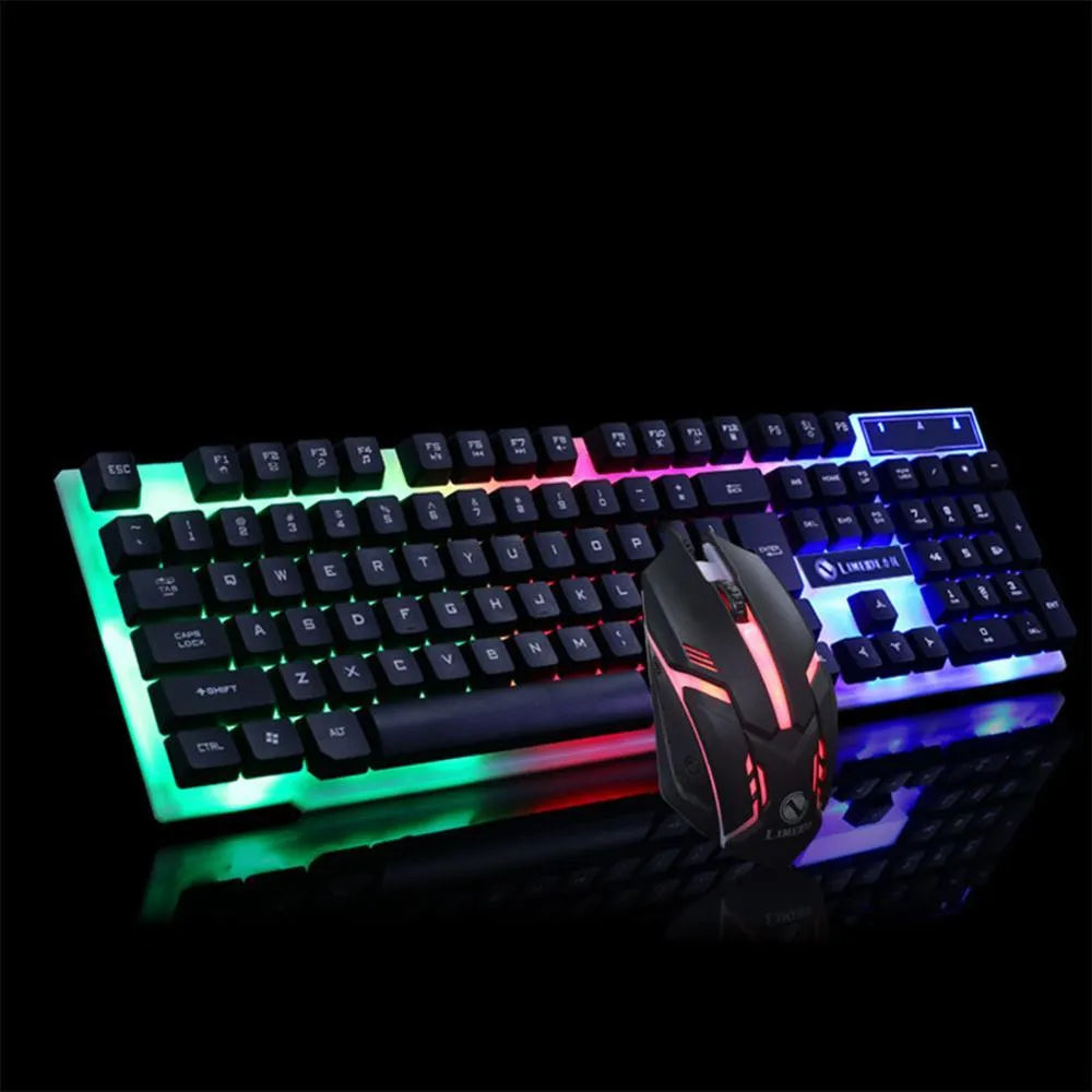 GTX300 black and white gaming keyboard and mouse set with backlit keys