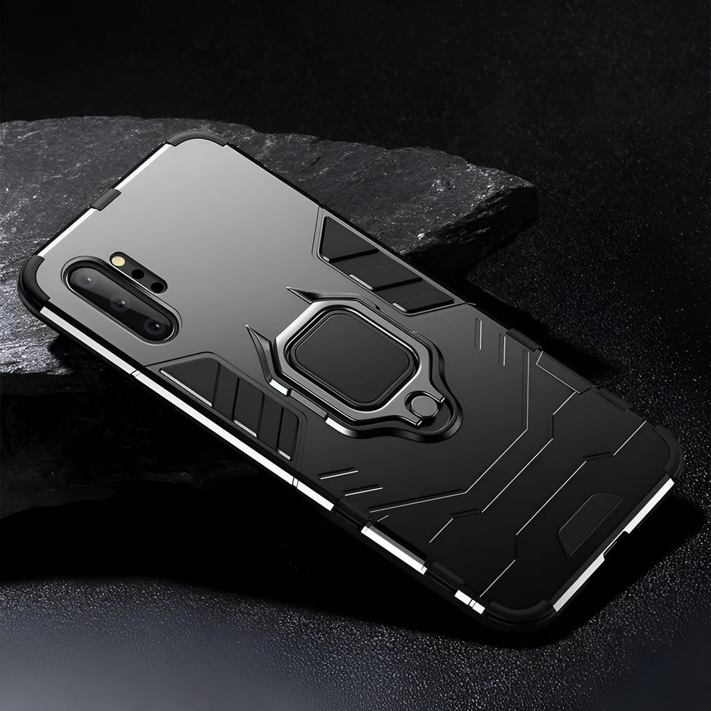 Iron Man magnetic phone case for Samsung Galaxy phones in black, blue, and red colours