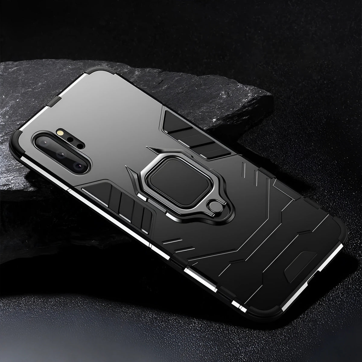 Iron Man magnetic phone case for Samsung Galaxy phones in black, blue, and red colours