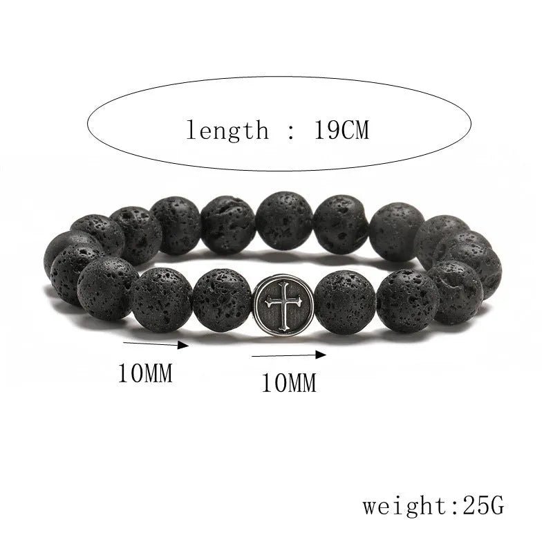 Geometric volcano agate stone bracelet with stainless steel adjustable clasp