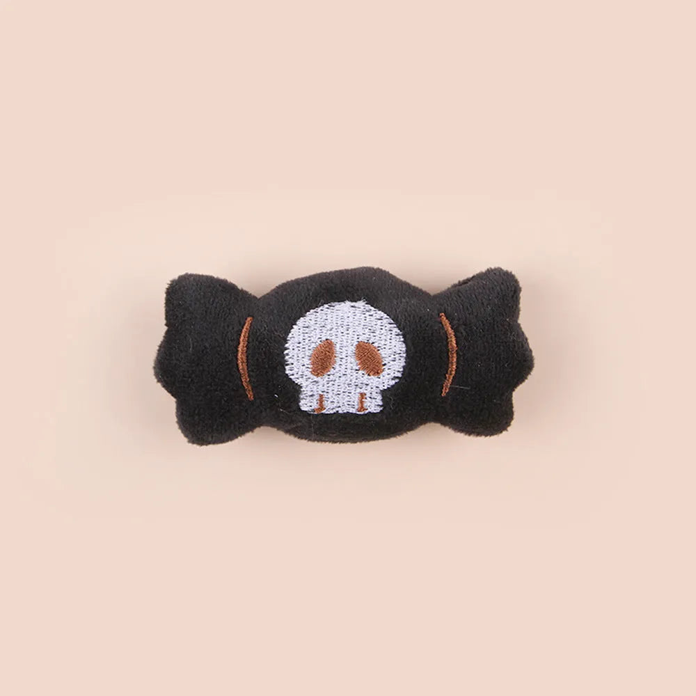 Small plush cat teaser wand toy in candy design colour variant