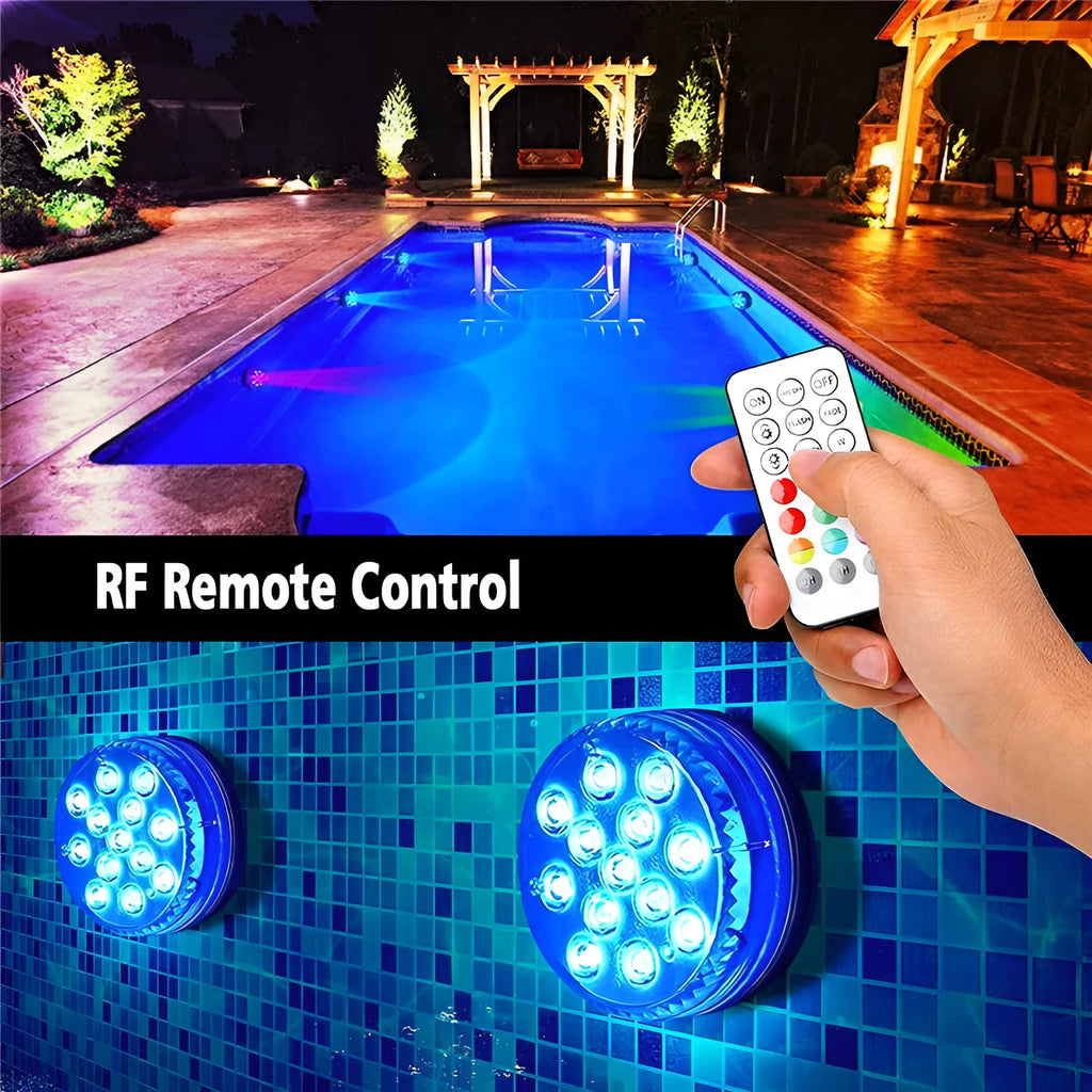 IP68 waterproof remote control colour changing diving light with ABS plastic case.
