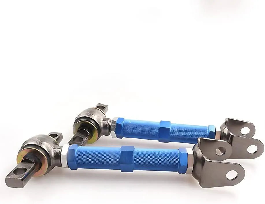 Blue aluminium alloy pull rod rear wheel recliner for Honda Civic EP3 car modification.