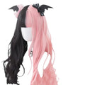 Harajuku Lolita Lo Niang long curly wig with bangs in Black Pink, high-temperature fiber cos wig for ladies