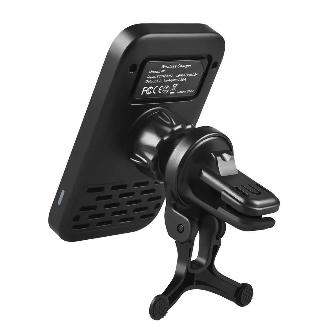 Black M6 car bracket magnetic wireless charger for mobile phones with USB connection