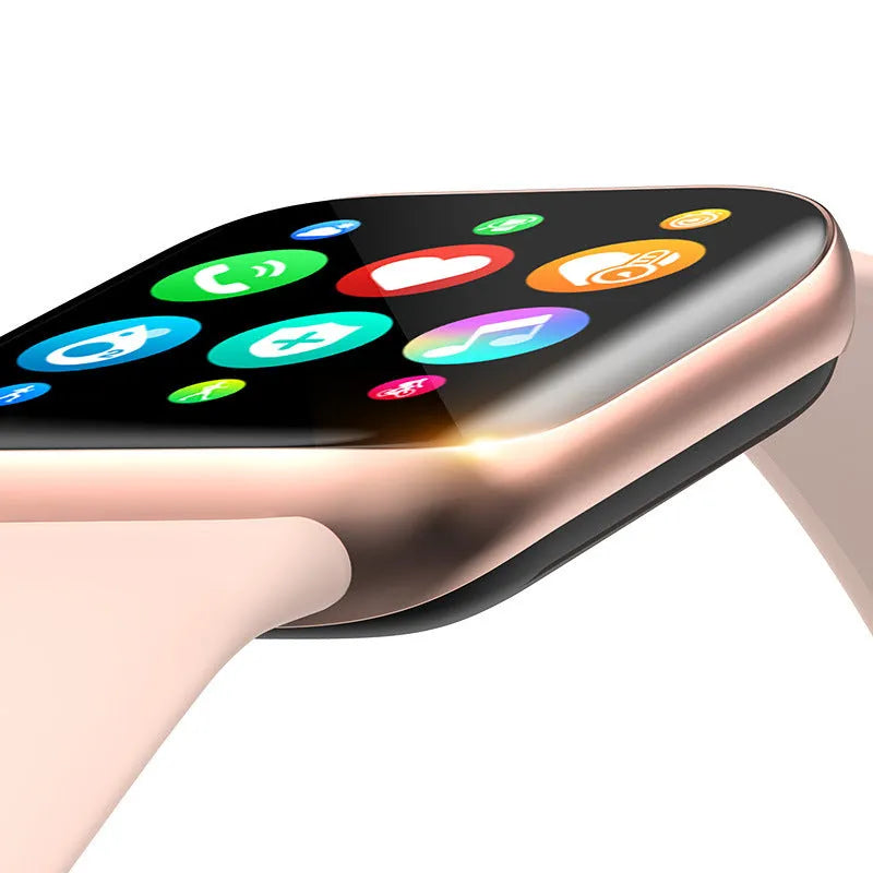 Black smart bracelet with zinc alloy body and silicone strap on a wrist, displaying a blood pressure reading on its screen.