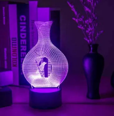 Creative 3D LED night light with acrylic plate decoration and colour changing functionality