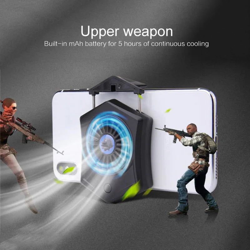 Black and white mobile phone radiator cooling fan with USB interface for smartphone gaming accessory