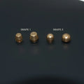Brass decorative buckles showing 10mm and 12mm sizes with geometric and round foot nail designs