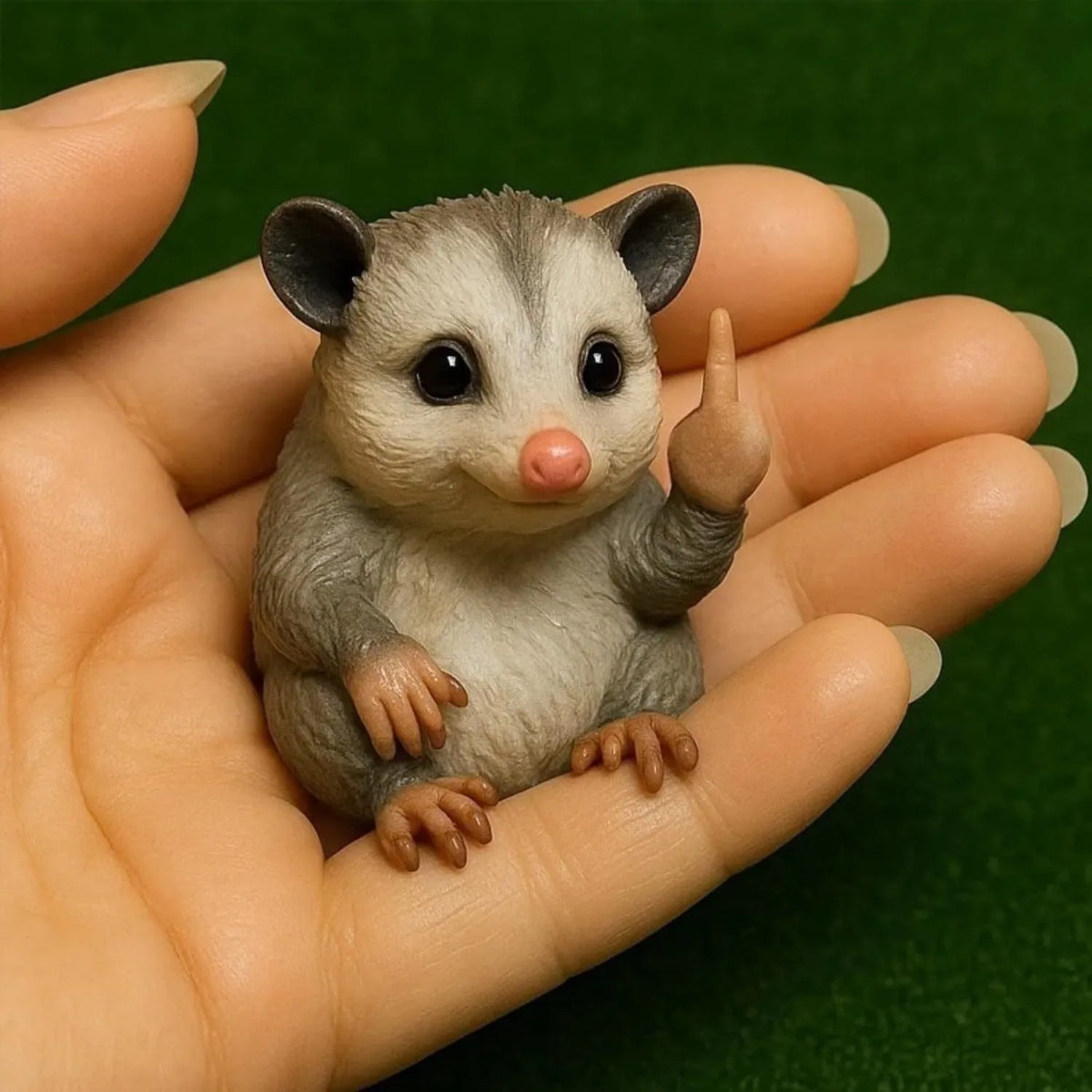 Mini animal middle finger doll ornament in resin with seven animal design options