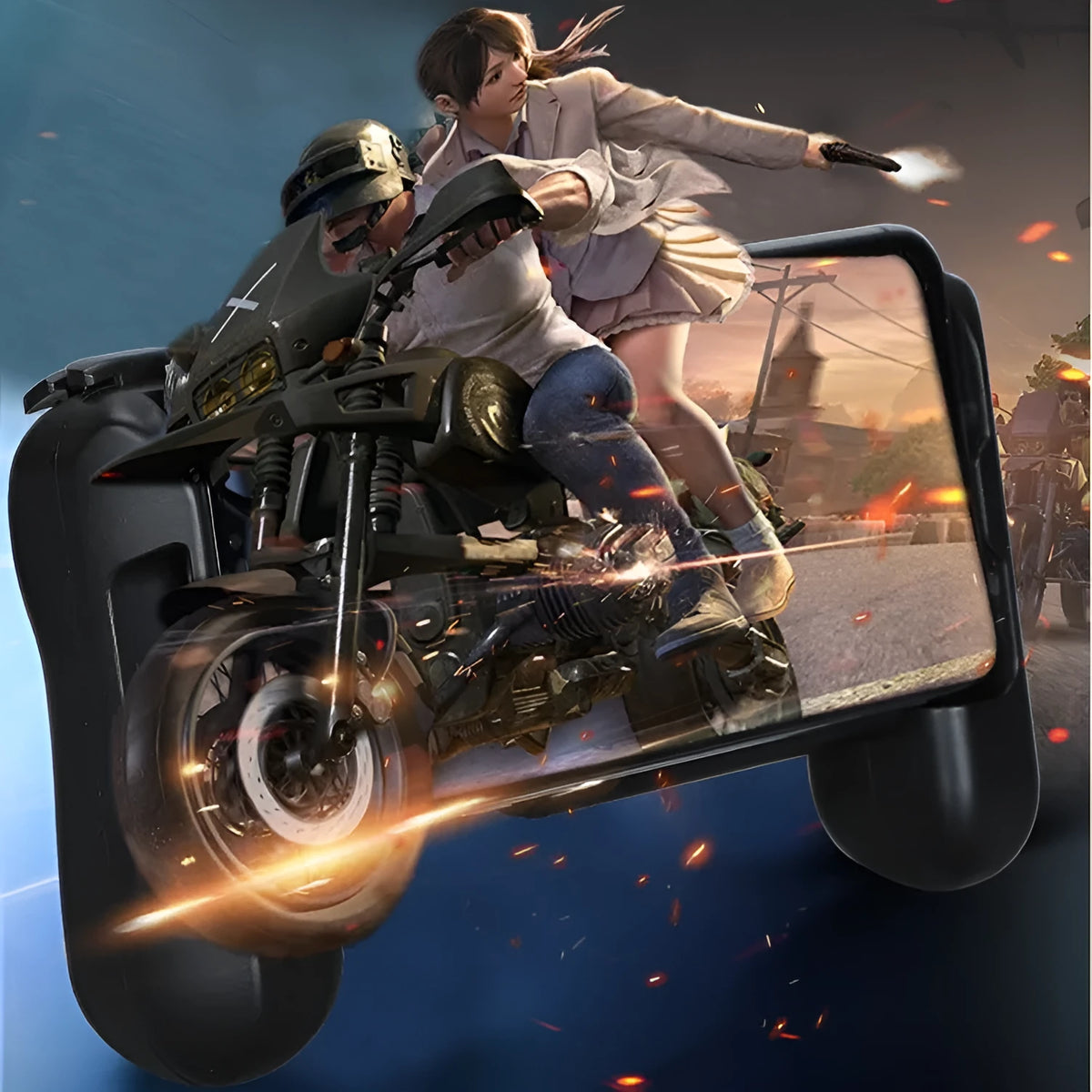 Black Bluetooth cooling game controller for iPhone with ergonomic design and extended battery life