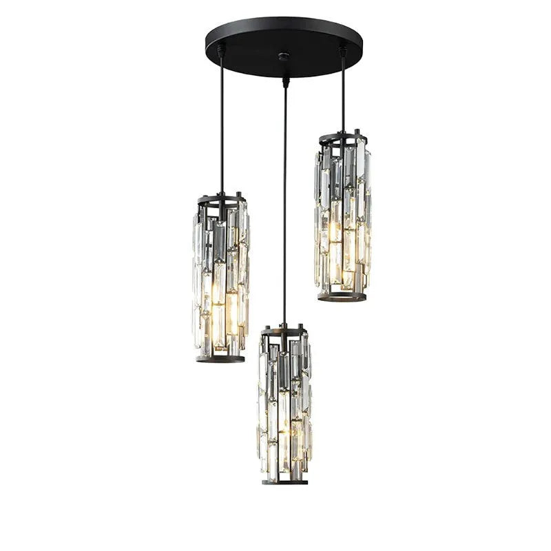 Single head industrial crystal LED droplight in black finish for restaurant aisle or bedside lighting.