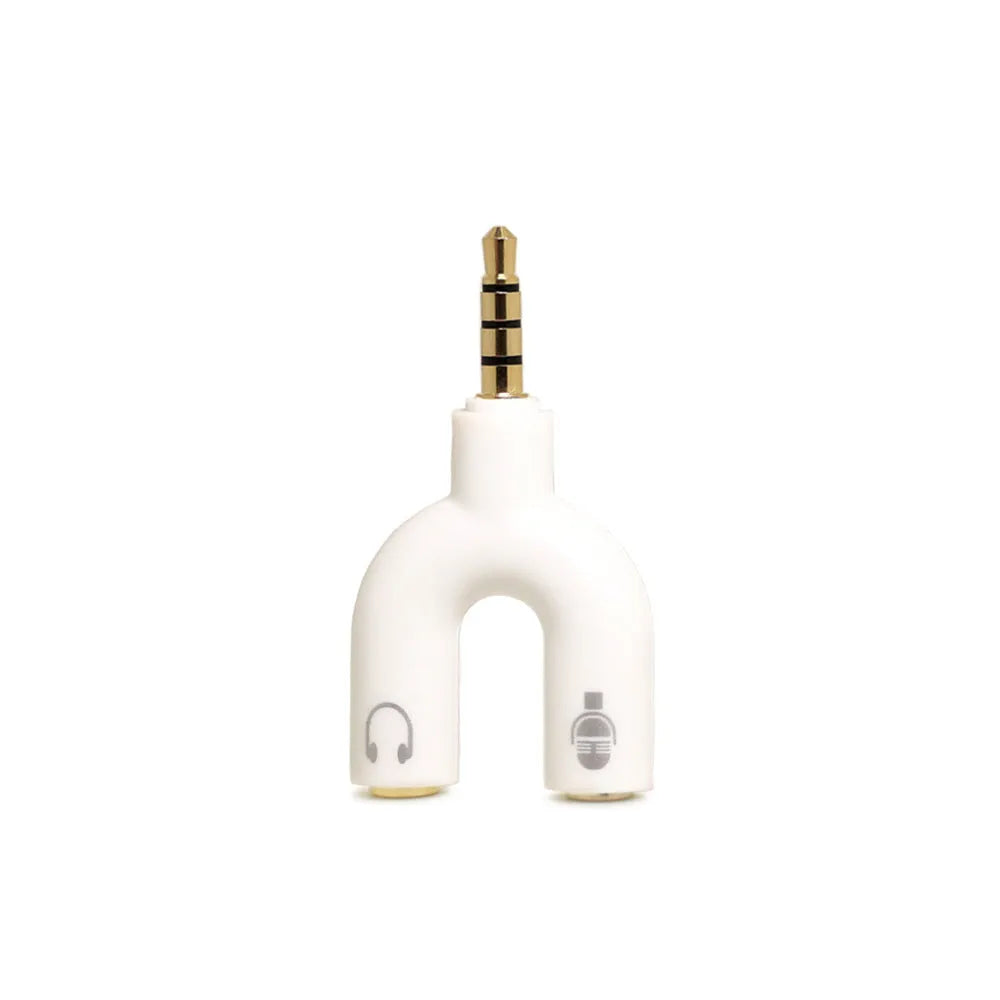 3.5mm audio splitter adapter with gold-plated connector in six colour options