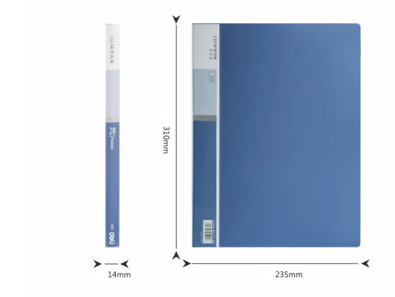A4 plastic information book folder with 20 to 100 pages for document display