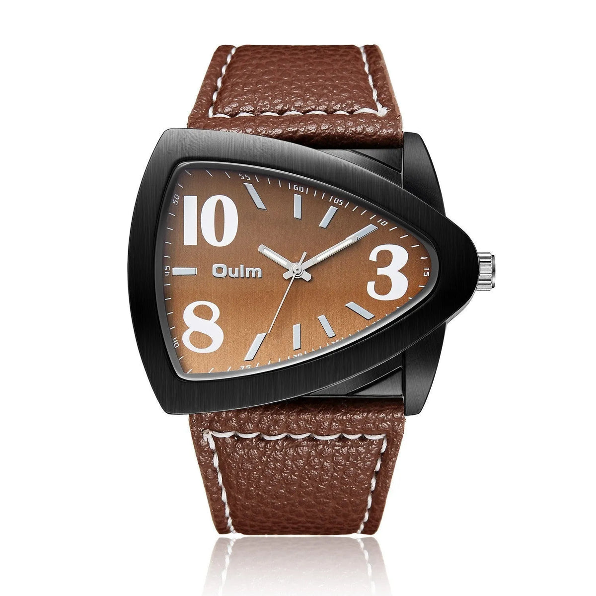 Men's casual quartz watch with triangle belt in 9mm slim profile