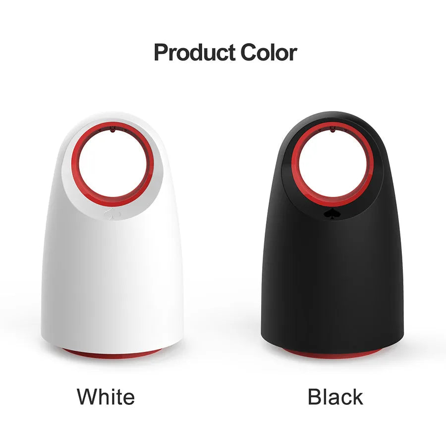 A compact white or black ABS plastic mosquito killer lamp with a UV light and USB cable.
